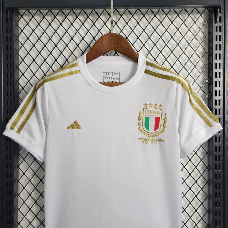 Uniforme Itália White Comemorativo  2023/24 Adidas Infantil