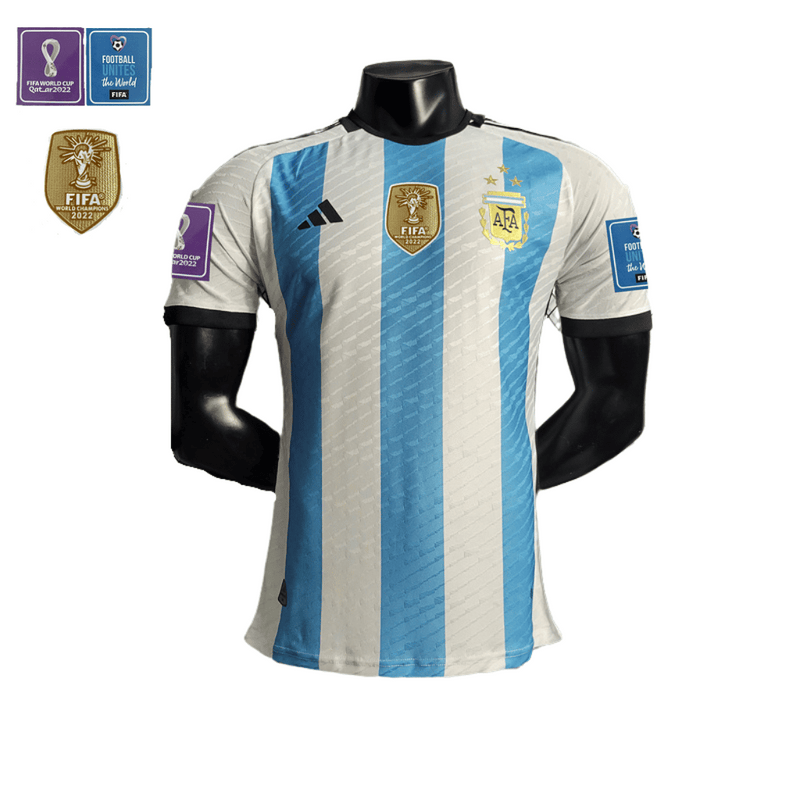 Camisa Argentina Copa do Mundo I 22/23 - Adidas Versão Jogador Masculina - Wc2022 - Patchs