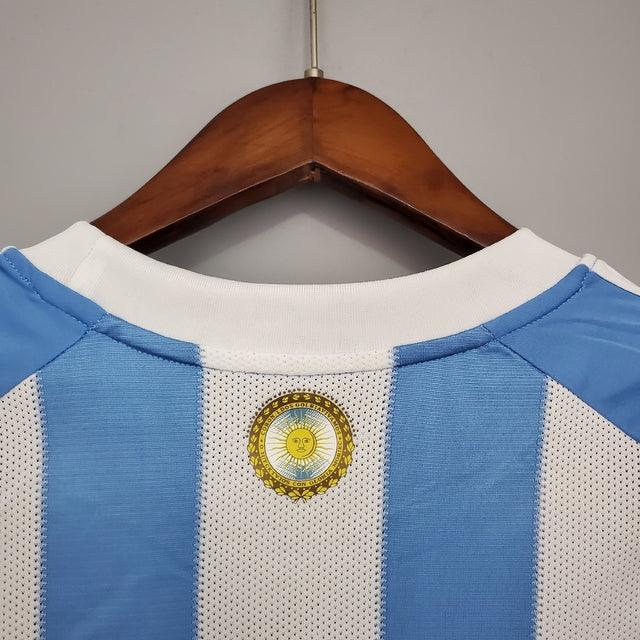 Camisa Argentina Retrô 2010 Torcedor Adidas Masculina - Branca e Azul